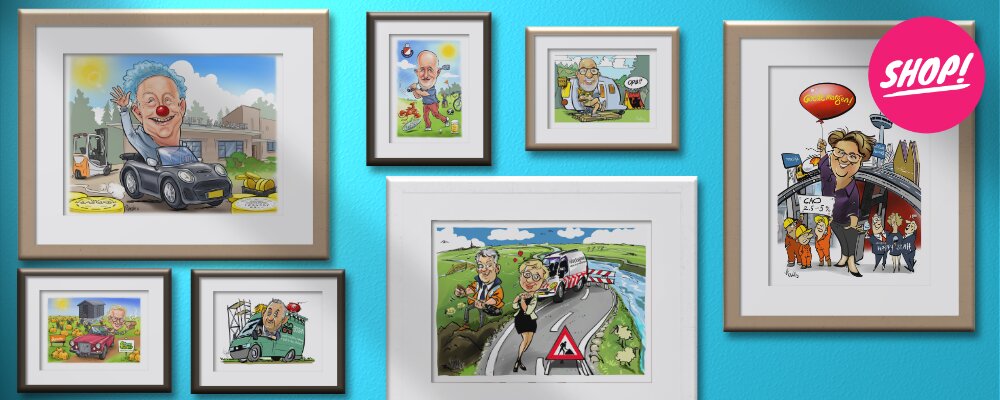 karikatuur met achtergrond, vanaf € 260,00